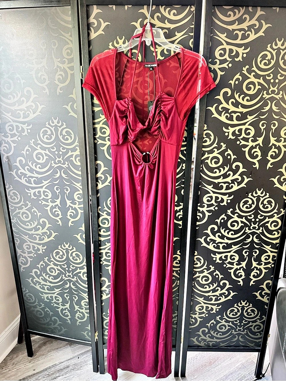 Fashion Nova Dreamy Nights Maxi Dress Burgundy Maxi Dress Size XL Like New